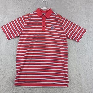 FootJoy Mens Athletic Fit Striped Golf Polo Shirt Red White Blue Large 1110416